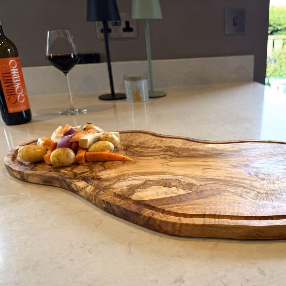 Verano Spanish Ceramics Brown Olive Wood Large Serving Board for Meat, Bread and Antipasti, Length: 65 cm – 3