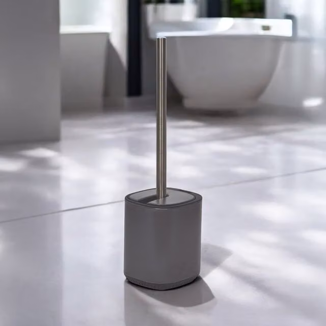 Showerdrape Echo Steel Toilet Brush and Holder in Grey and Blue