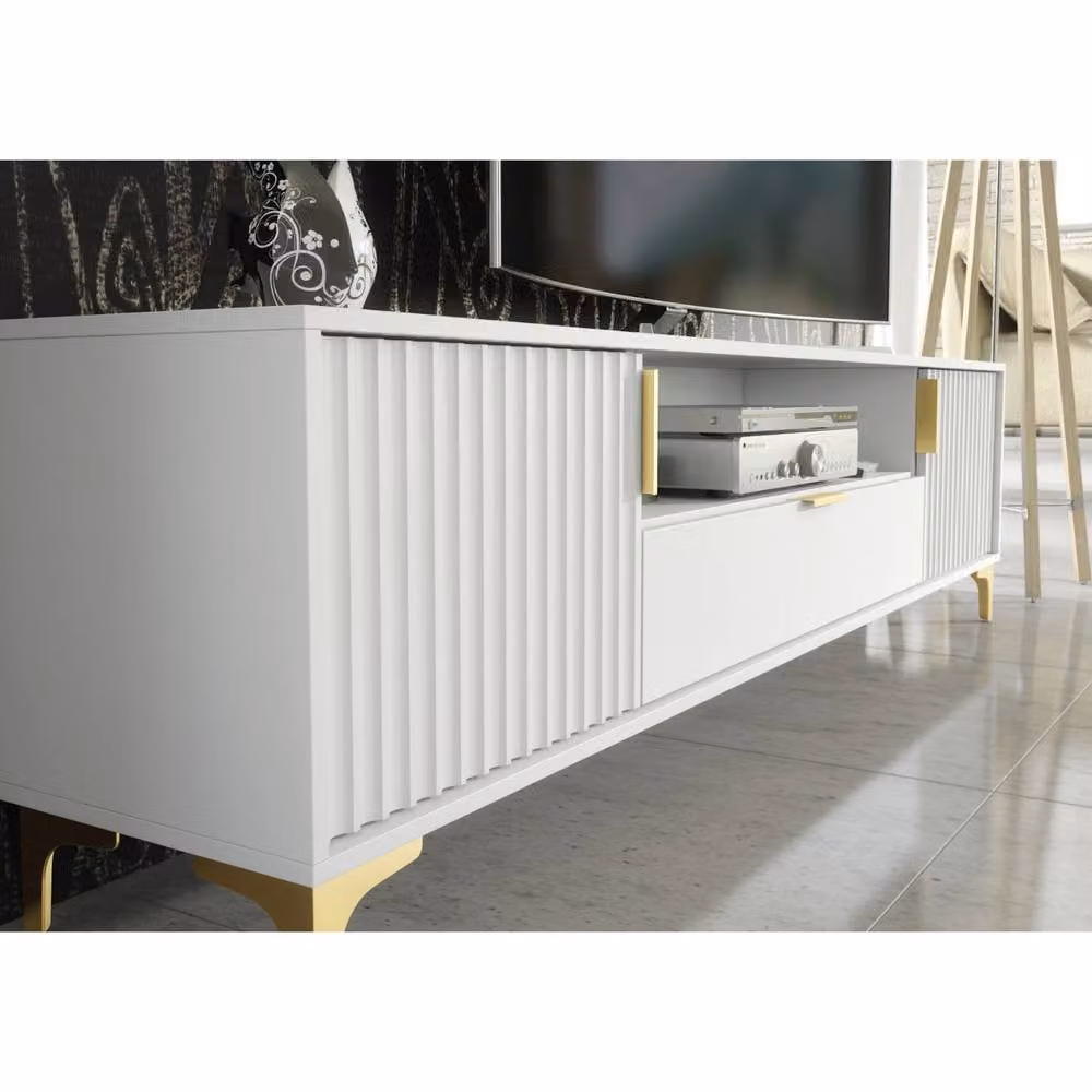 Creative Furniture Tide Crest TV Unit in White and Gold, W: 200 cm, D: 35 cm, H: 50 cm – 3