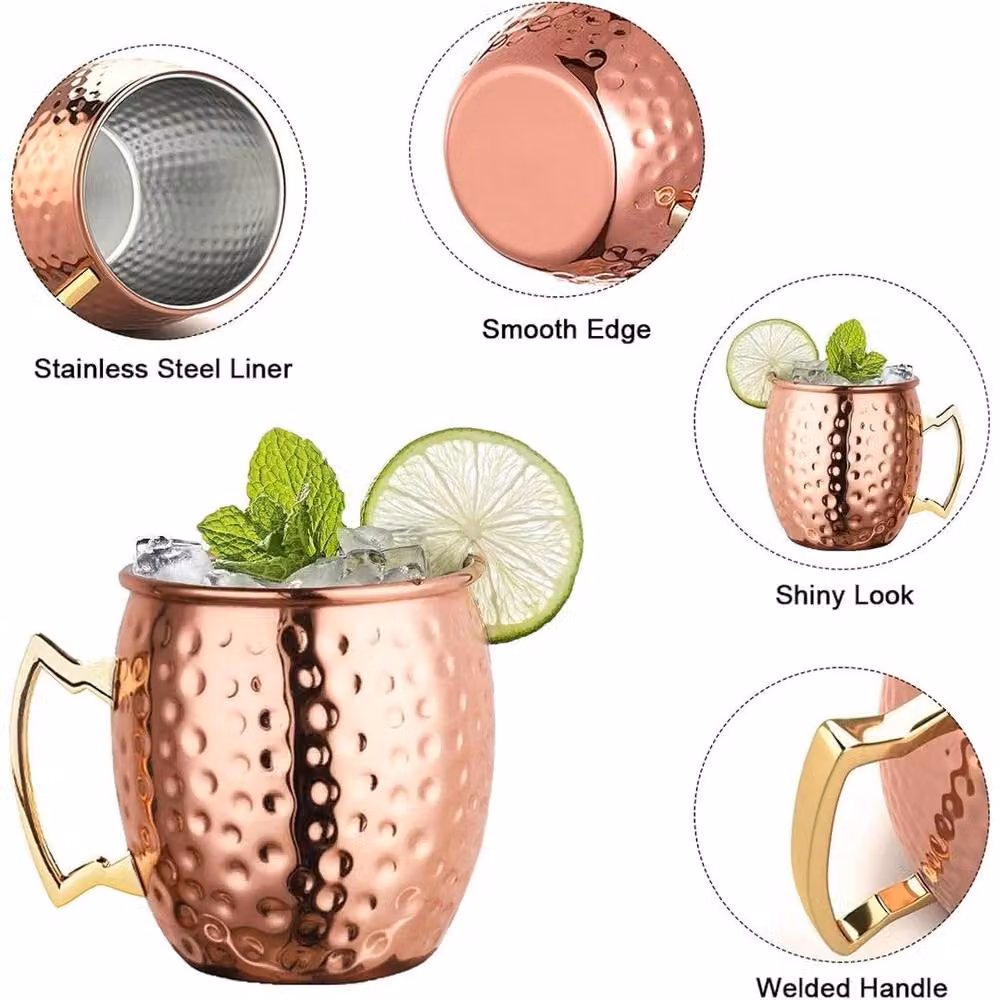 PAWNORA Set of 2 Bronze Copper Mugs, 530 ml – 5