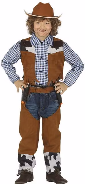 Fiestas Guirca Boys Cowboy Costume Set in Blue and Brown, Age 7-9 Years
