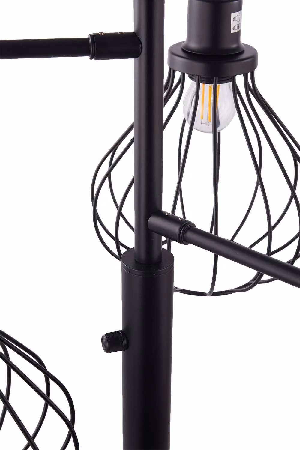 Garden Sanctuary Black Modern Industrial Style 3-Head Metal Floor Lamp with Irregular Organic Shades – 2
