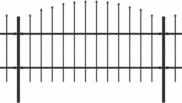 Berkfield Black Steel Palisade Garden Fence with Spear Top, 11.9 m