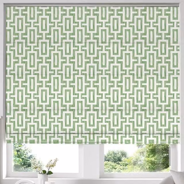 Terrys Graphic Blackout Roman Blind in Green Textile