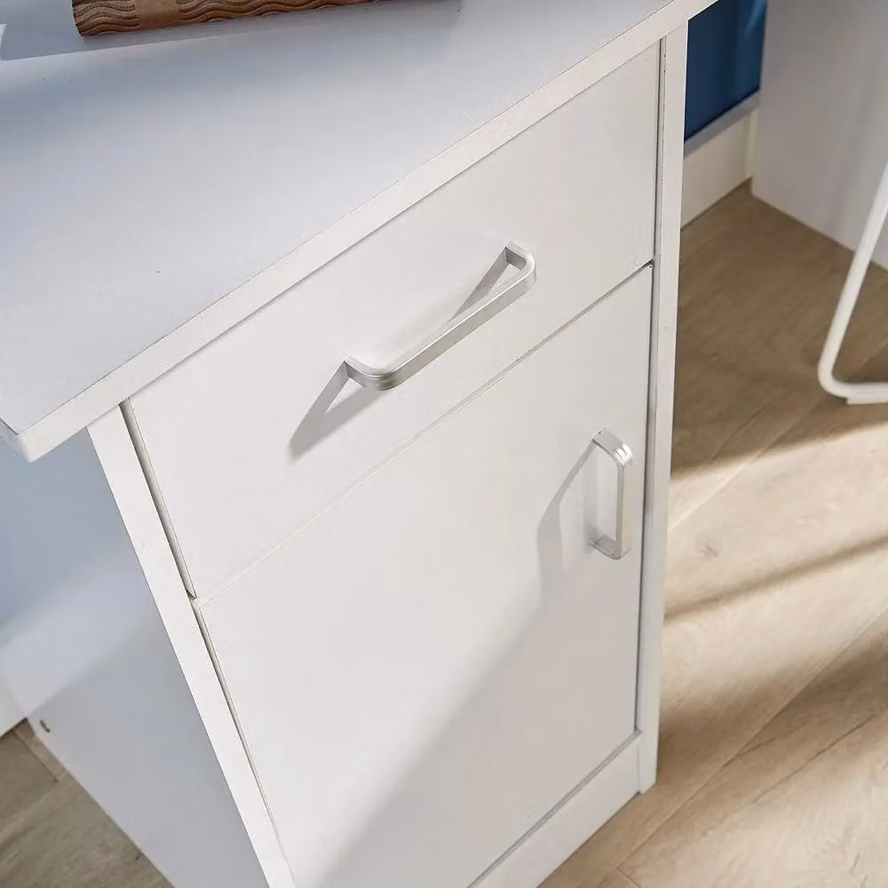 Home Source Tyler Compact Computer Workstation with 1 Drawer and 1 Door in White – 3