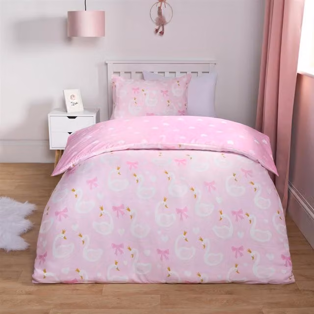 OHS Reversible Graphic Animal Childrens Duvet Set, Pink, 140 x 200 cm