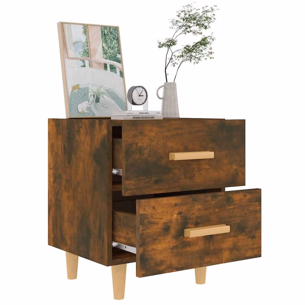 Berkfield Home Bed Cabinet in Smoked Oak Brown, W/D/H: 40 x 35 x 47.5 cm – 3