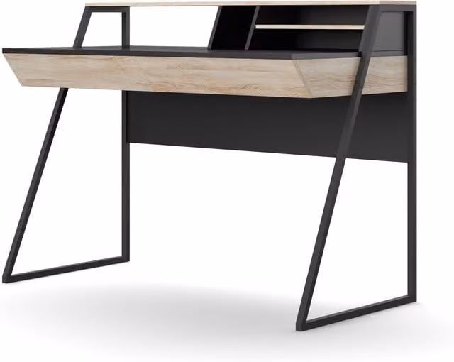 Alphason Salcombe Modern Writing Desk in Black and Sonoma Oak