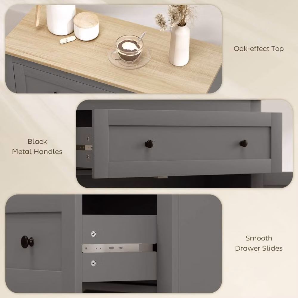 Wyld Haus Venisa Modern Grey and Oak Sideboard with Drawer and Double Doors – 5