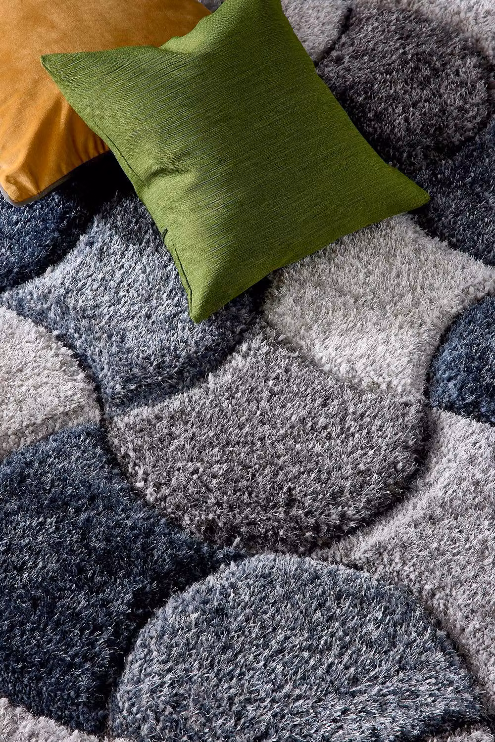 Phoenox Textiles Limited Origins 3D Scallop Navy Blue Rug, W: 120 cm, D: 170 cm – 3