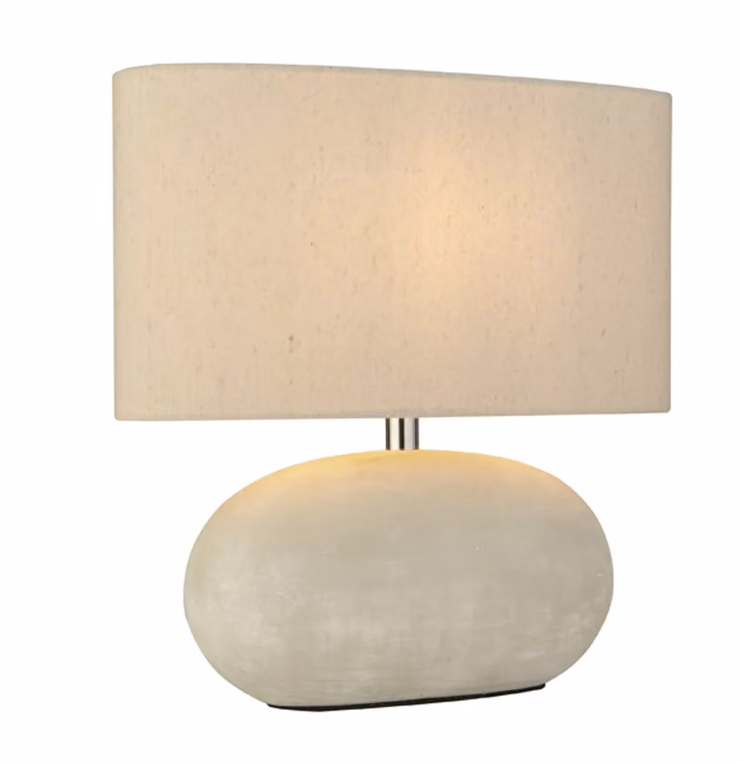 Lighting Collection Grey Ceramic Table Lamp with Fabric Shade – 2