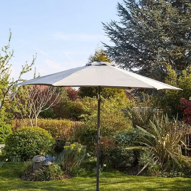Home Source Gozo Grey Aluminium Crank and Tilt Parasol, 2.7 m