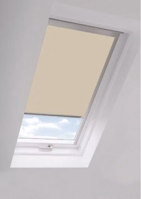 New Edge Blinds Grace Cream Thermal Insulating Blackout Skylight Roller Blinds for Velux Roof Windows, H 160 cm x W 114 cm