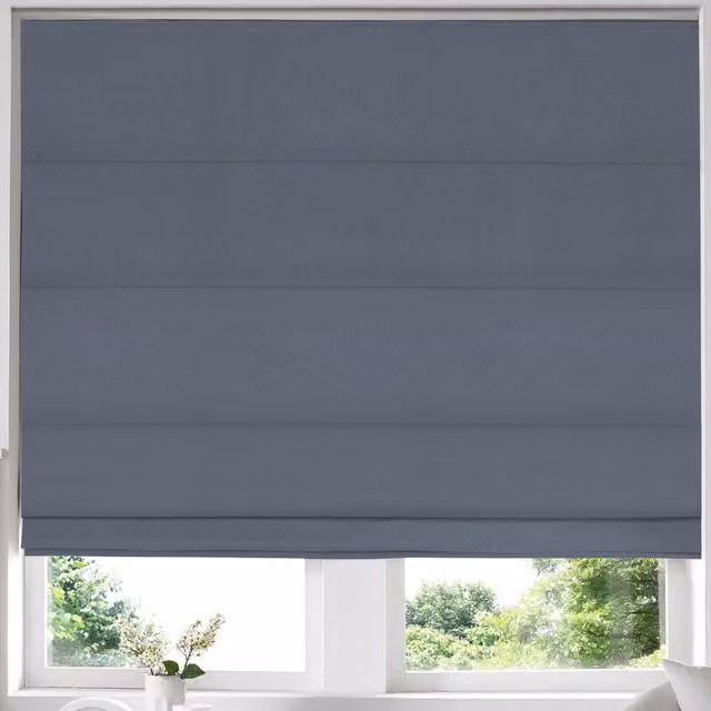 Terrys Texas Made to Measure Blackout Roman Blind in Denim Blue and Grey