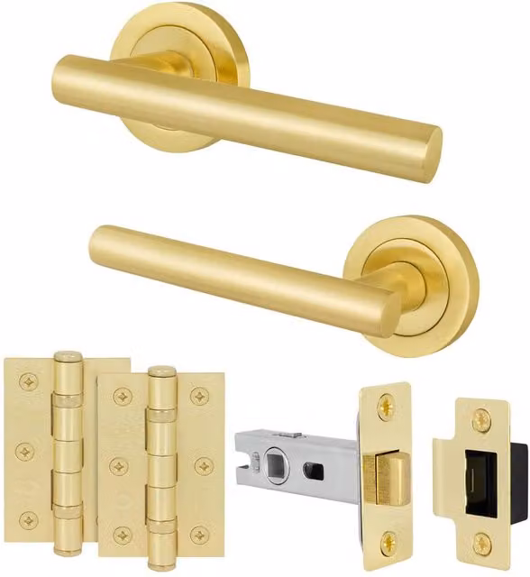 AFIT Satin Brass T-Bar Handle and Latch Hinges Set in Gold, 1 Pair
