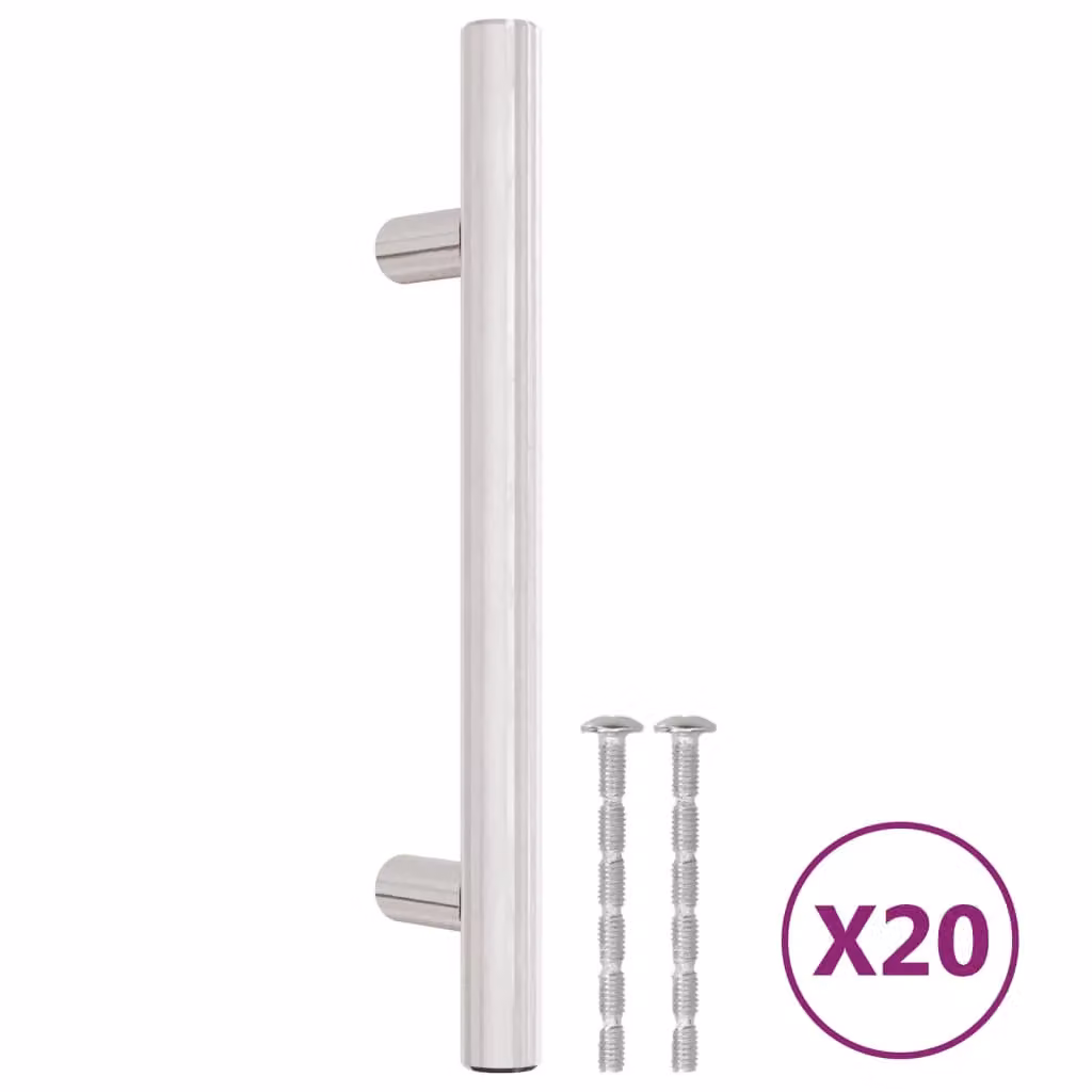 Berkfield Home 20 Pack Silver Brushed Stainless Steel Bar Cabinet Handles, 96 mm