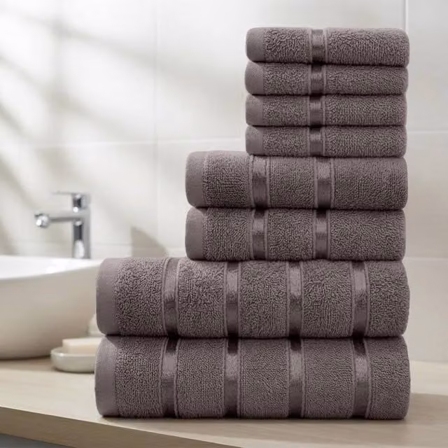 Smart Living 8 Piece Luxury Cotton Towel Set in Grey
