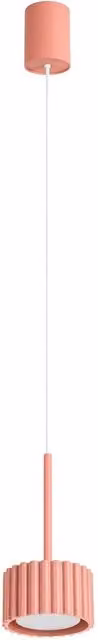 Sollux Lighting minimalist cylinder pendant lamp in peach, W/D/H: 125 x 10 x 10 cm