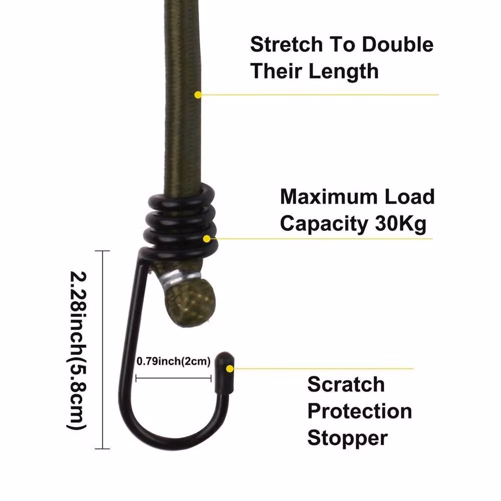 SPETLEK Dark Green Elasticated Military Bungee Cords with Steel and Rubber Components – 5