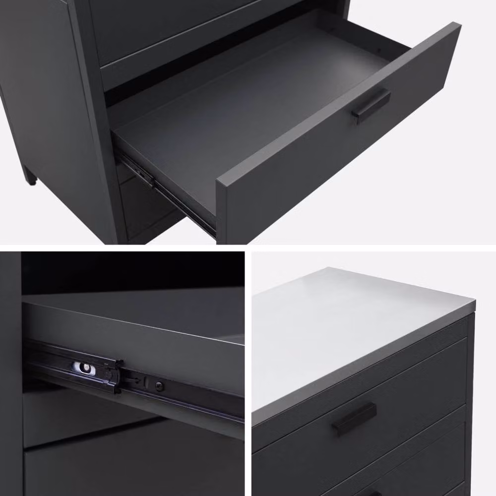 sweeek Black Steel Outdoor Kitchen Storage Module with 3 Drawers, W: 80 cm, H: 87.5 cm, D: 51 cm – 3