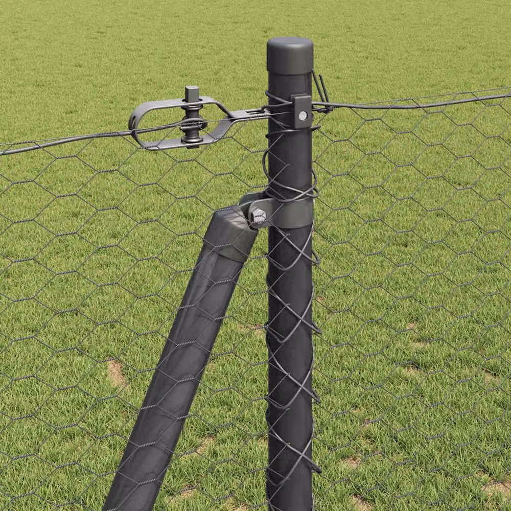 Berkfield Home Grey Powder-Coated Steel Hexagon Fence, H: 120 cm x W: 100 m – 1