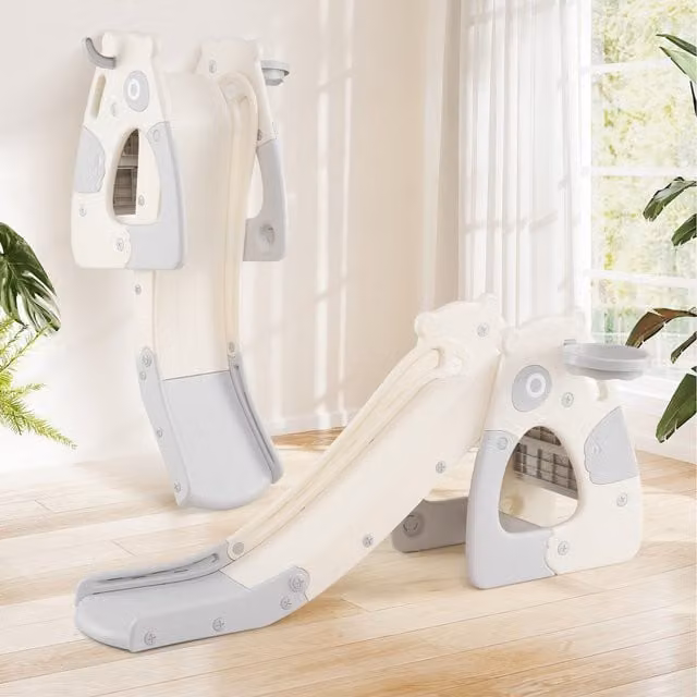 Costway Foldable Baby Slide Climber Playset in Grey