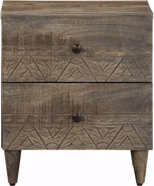 Berkfield Home Beautiful Bedside Cabinet in Light Grey Solid Mango Wood, W/D/H: 40 x 33 x 46 cm – 1