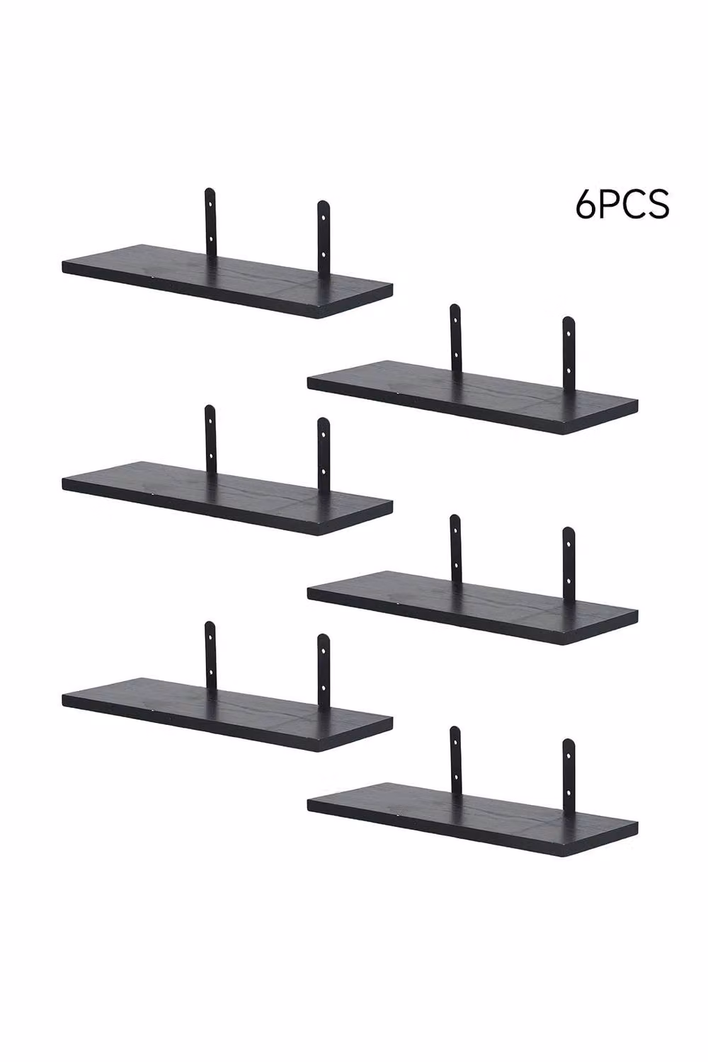 Garden Sanctuary Set of 6 Black Matt Metal and Wood Wall-Mounted Garden Shelves – 2