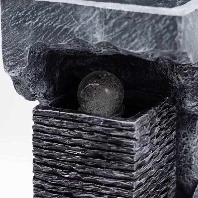 KDMK Modern Tabletop Water Feature with Colour Changing LED Crystal Ball in Black