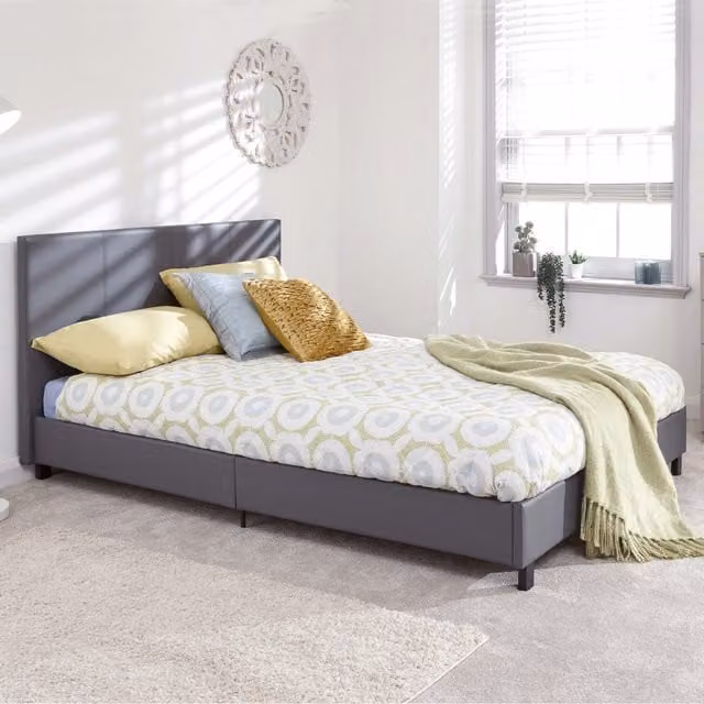 GFW Modern Upholstered Bed in Grey, W/D/H: 140 x 200 cm