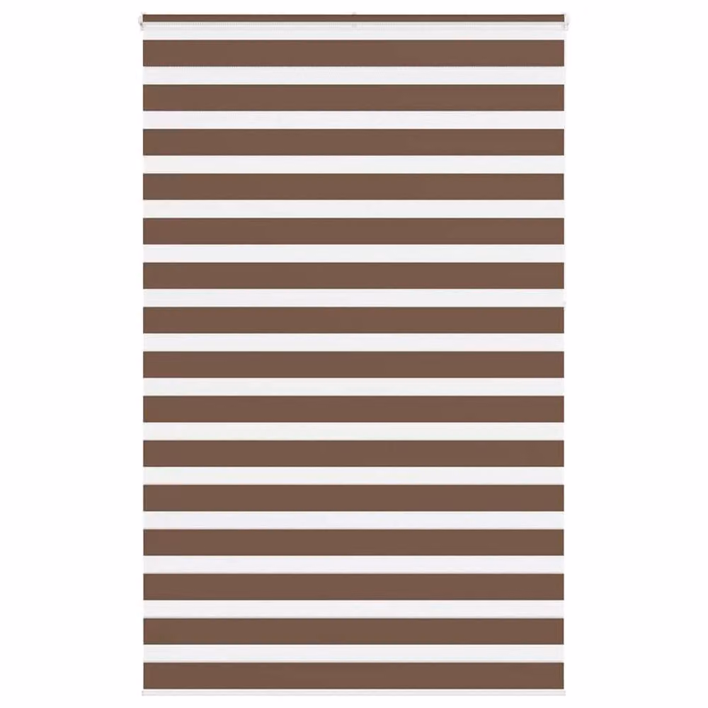 Berkfield Home Brown Striped Polyester Zebra Day and Night Blind W: 145 cm, H: 230 cm – 2