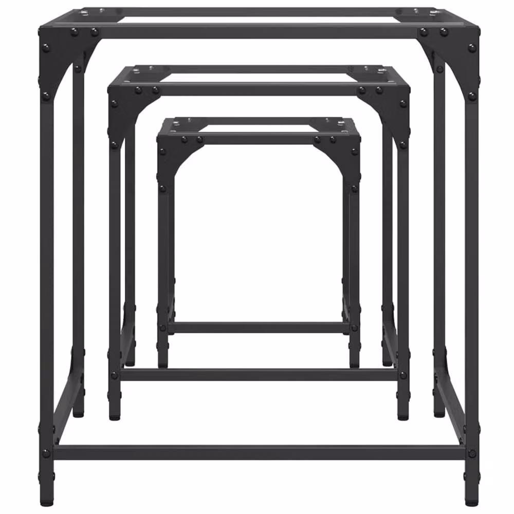 Berkfield Home Nesting Coffee Tables, 3 Piece Set with Transparent Glass Tops and Black Steel Frames – 3