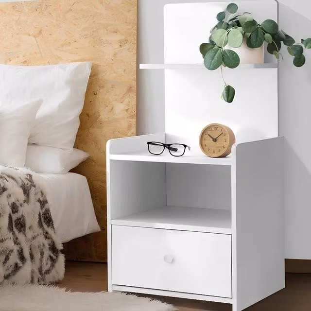 EONLION Modern White Bedside Table Drawer Cabinet for Bedroom and Living Room, W/D/H: 100 x 60 x 100 cm – 1
