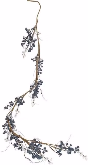VFM e-Store Christmas Snow and Berries Garland Decoration in Blue with Foliage and Snowflakes