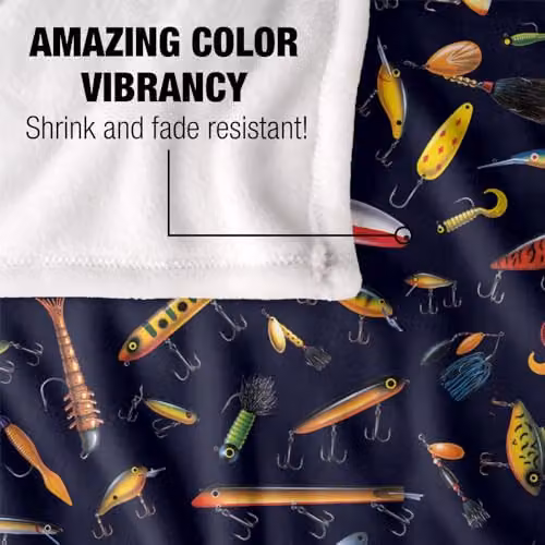JQ Licensing Fishing Lures Pattern Super Soft Fleece Throw Blanket, Multicolour, W: 152 cm, D: 127 cm – 3