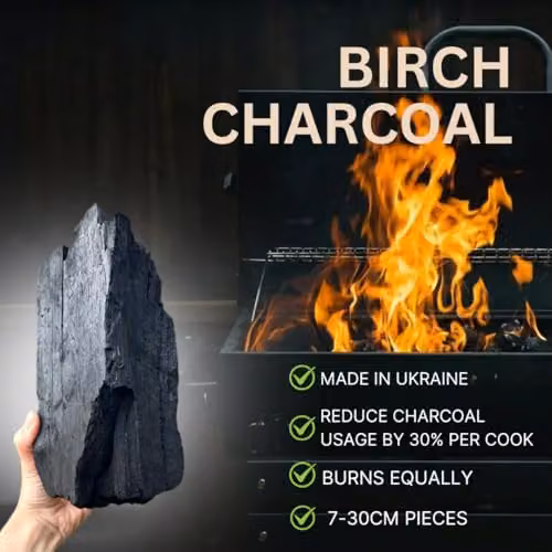 Globaltic Birch Lumpwood Charcoal, 10kg Restaurant-Grade Black Charcoal for BBQ, Smoking and Grilling – 3