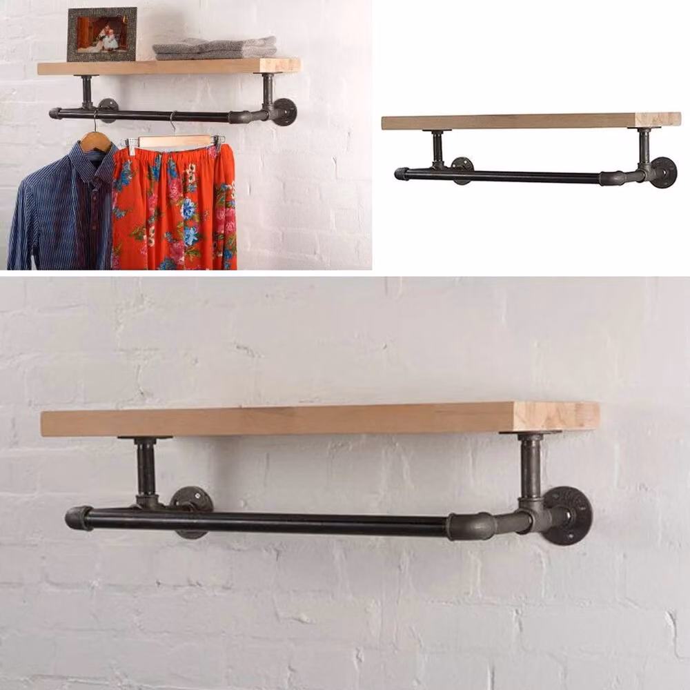 FORGEVIO Industrial Pipe Clothes Rail in Matt Black, Width: 100 cm – 4