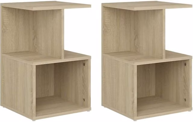 Berkfield Home Set of 2 Sonoma Oak Bedside Cabinets in Light Tan, W/D/H: 35 x 35 x 55 cm
