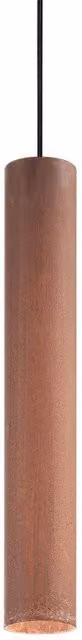Ideal Lux Look 1 Light Slim Cylinder Ceiling Pendant in Brown and Copper, Diameter: 56.0 cm