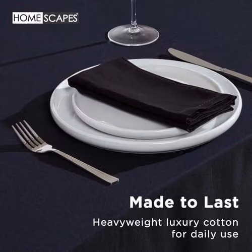 Homescapes Plain Black Round Cotton Tablecloth, Diameter: 178 cm – 4