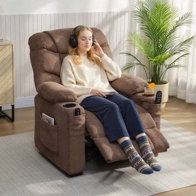 HOMCOM Electric Massage Recliner Armchair with Vibration and Heat in Brown
