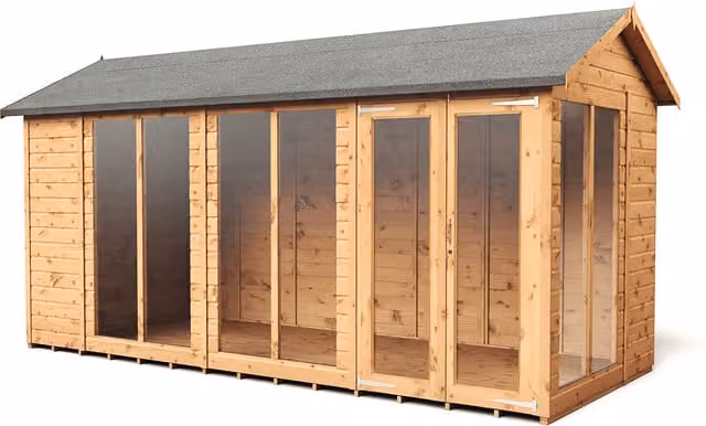 Empire Sheds Empire 6x14 Apex Summerhouse with Double Door and Window in Brown