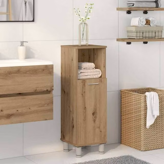 Berkfield Home Artisan Oak Bathroom Cabinet in Brown, W/D/H: 30 x 30 x 95 cm – 1