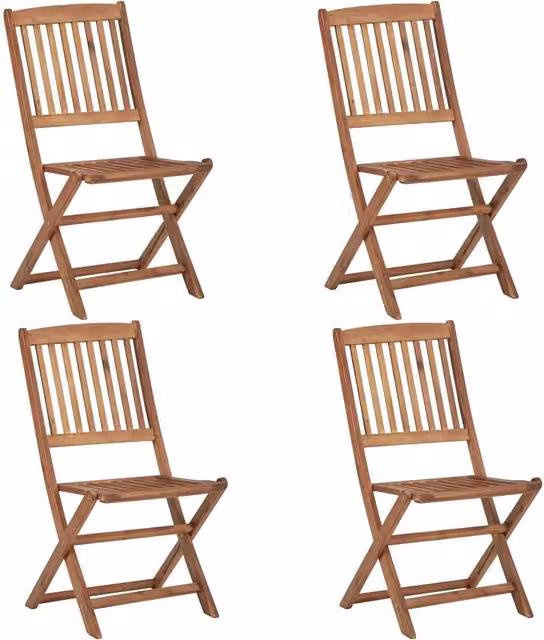 Berkfield Home Set of 4 Folding Outdoor Chairs in Brown Oiled Solid Acacia Wood – 1