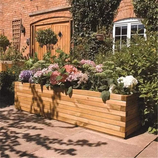 Cheshire Deluxe Brown Wood Window Box Patio Planter – 1