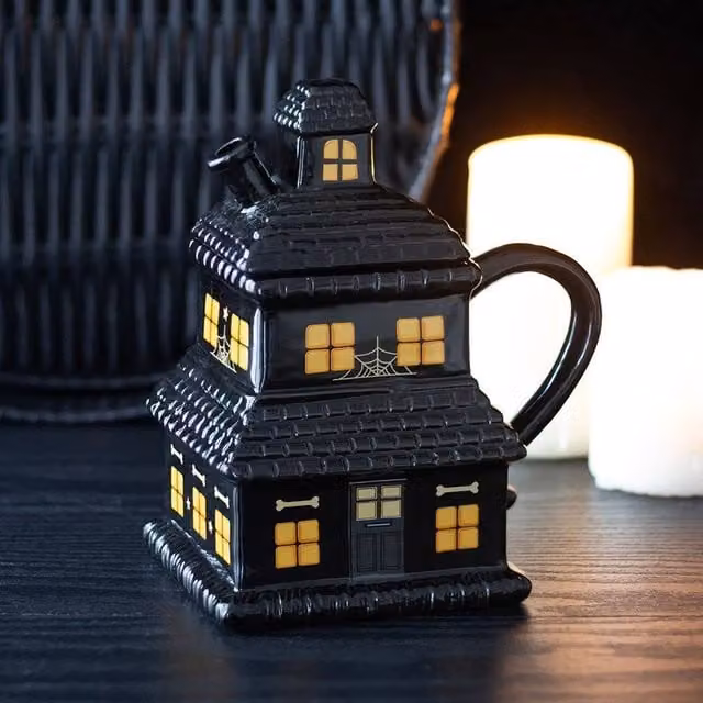 Uniqueful Black Haunted House Ceramic Mug, 550 ml