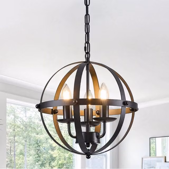 The Bath Plus TB+ Adjustable Sphere Pendant Light in Bronze and Black Metal