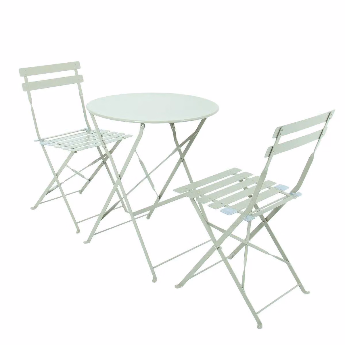 Charles Bentley 3 Piece Metal Bistro Set with Table and 2 Chairs in Green – 4
