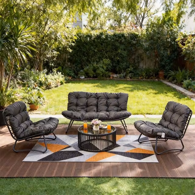 Furniture Maxi 4-Seater Outdoor Sofa Set with Coffee Table in Grey