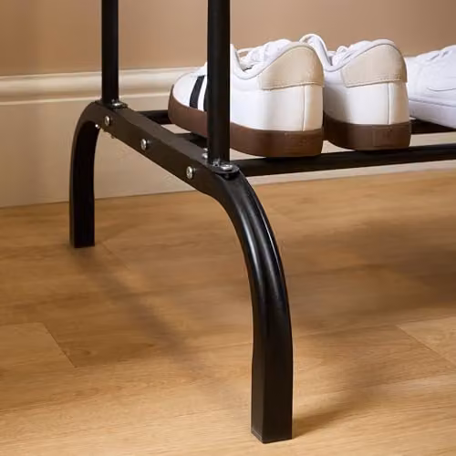 OHS Heavy Duty Black Metal Double Clothes Rail with Shoe Rack, W/D/H: 120 x 40 x 149 cm – 2